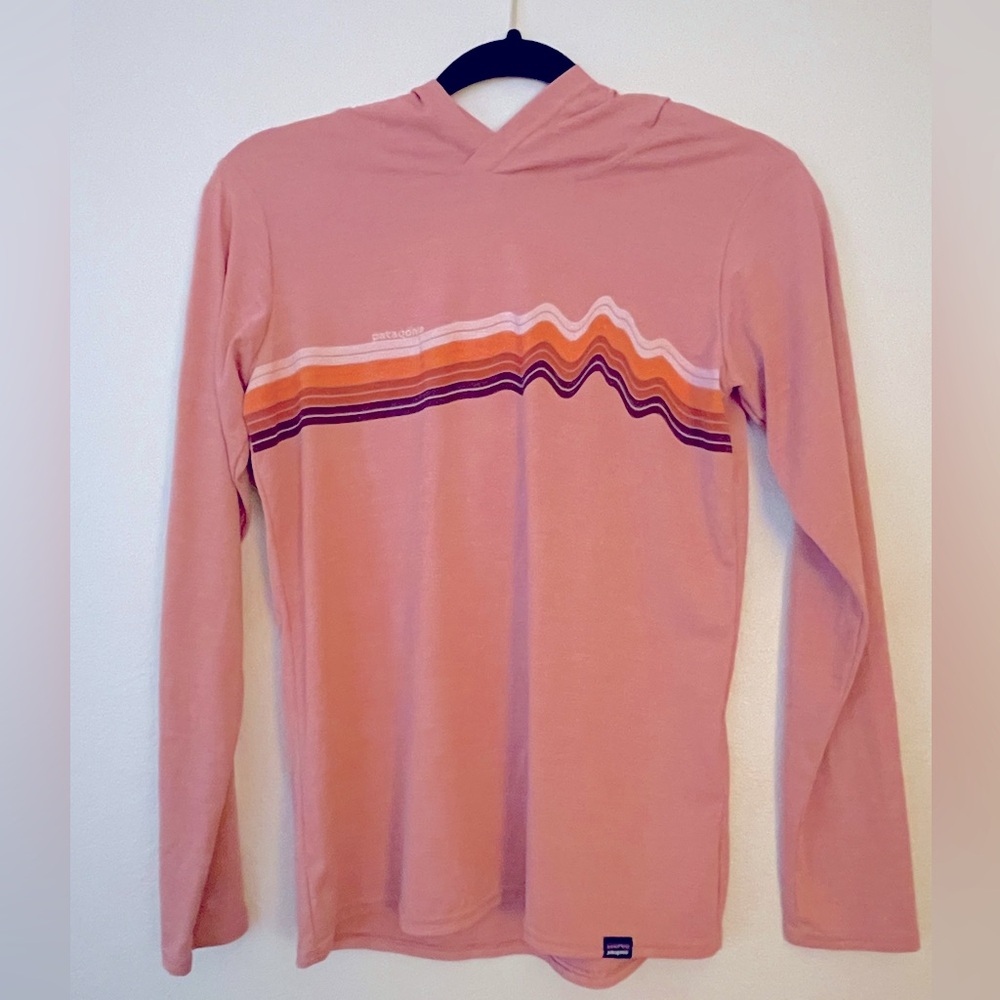 Pink Long Sleeve Hoodie with Striped Design